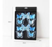 Ensemble de papillons artificiels décoratifs de Noël avec clips pour couronnes, arbres ou guirlandes de Noël (bleu)