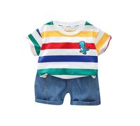 Ensemble de Pâques pour bébé garçon et tout-petit avec motif lapin mignon, combinaison à manches courtes et salopette à bretelles en coton doux, idéal pour les fêtes et photos de famille (1 à 6 ans)