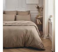 Ensemble de Parure de draps 5 Pieces Unie en pour Un lit 2 Personnes 140 x 190 cm 1 drap housse + 1 drap plat +2 taies d'oreiller + 1 taie de traversin 100% Coton 57 Fils HAUTE QUALITE (marron)