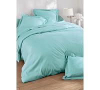 Ensemble de Parure de draps 5 Pieces Unie en pour Un lit 2 Personnes 140 x 190 cm 1 drap housse + 1 drap plat +2 taies d'oreiller + 1 taie de traversin 100% Coton 57 Fils HAUTE QUALITE (TURQUOISE)