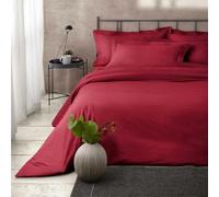 Ensemble de Parure de draps 5 Pieces Unie en pour Un lit 2 Personnes 140 x 190 cm 1 drap housse + 1 drap plat +2 taies d'oreiller + 1 taie de traversin 100% Coton 57 Fils HAUTE QUALITE (rouge)