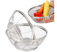 Ensemble de passages en acier inoxydable, passoire en filet et tamis, 9.76x3.82x3,82 pouces, outil de préparation de cuisine robuste 3 pièces, panier empilable pour les légumes à laver, pâtes, salade,