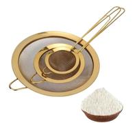 Ensemble de passoires à mailles fines, passoires dorées pour jus Ensemble de 3 passoires à mailles fines en acier inoxydable avec poignée pour la cuisson de la farine de cuisine, tamis cuisine