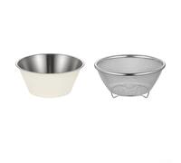 Ensemble de passoires en acier inoxydable | Passoire à riz en maille fine pour fruits et légumes | Panier de cuisine durable pour la préparation des repas | Passe au lave-vaisselle | Beige argenté |