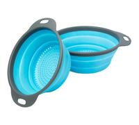 Ensemble De Passoires - Ensemble De 2 Passoires Pliables (Crépines) Par Comfify - Comprend 2 Passoires Pliantes Tailles 8"" - 2 Pintes Et 9,5"" - 3 Pintes Bleu Et Gris
