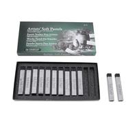 Ensemble de pastels doux carrés de qualité professionnelle, 12 pièces, pour dessin, peinture, graffiti, croquis, pigments pastels pour artistes, étudiants, enfants, couleurs (Noir)