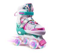 Ensemble de Patins à Rouleaux à Double rangée - Skates réglables pour Les | Vamp en Maille Respirante et Roues PU Clignotantes | ABEC-7 Silent PATIRING STACES Plus 3-11 Ans | Skate à Rouleaux