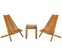 Ensemble de Patio Extérieur Table et Chaises Pliantes en Bois d'Acacia Clai