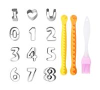 Ensemble de pâtisserie HDGSAFD : 9 moules numériques, 3 emporte-pièces 'I Love You', 2 coupe-œufs, 1 pinceau à huile, acier inoxydable, plat