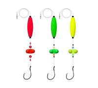 Ensemble de pêche au poisson-chat, foret à fond inversé double pour la pêche, bas de ligne épais avec double hochet, pour attraper les gros poissons-chats, carpes (rouge + jaune + vert, 8/0)