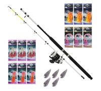 Ensemble de pêche - FISH-XPRO - Canne bateau 2,10 m - Moulinet mer - 19 pièces - Pêche en mer