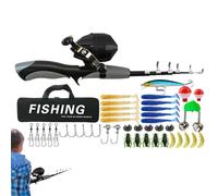 Ensemble de pêche pour, Canne à pêche pour - Kit de matériel de - Ensemble combiné de Canne à et Moulinet télescopique de 1.6m/5.25 Pieds, avec boîte à appâts, Sac de Rangement pour Eau d