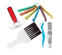 Ensemble de peignes à ailettes pour climatiseur - Outil de réparation de condensateur de radiateur avec brosse de nettoyage pour ailettes courbées et élimination de la saleté - Kit d'entretien CVC