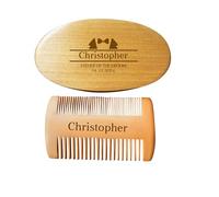 Ensemble de peignes à barbe - Personnalisé pour votre fête de mariage, brosse à barbe en poils de sanglier et peigne à moustache avec sac cadeau, idéal pour les mariés, les garçons d'honneur, les