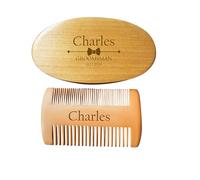 Ensemble de peignes à barbe - Personnalisé pour votre fête de mariage, brosse à barbe en poils de sanglier et peigne à moustache avec sac cadeau, idéal pour les mariés, garçons d'honneur, hommes,