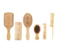 Ensemble de peignes à cheveux en bois massif, Kit de brosses démêlantes à coussin d'air, pour le coiffure et les voyages en Salon de maison, 6 pièces