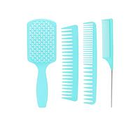 Ensemble de peignes à cheveux professionnels 4 pièces brosse à cheveux démêlante outils de coiffure pour hommes femmes cheveux longs et épais ABS TPE nylon fibre de carbone acier (Boxed)