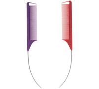 Ensemble de peignes à cheveux queue de Rat 2 pièces avec Fiber carbone, peigne à queue antistatique avec aiguille en acier courbée, séparation pour outils coiffure