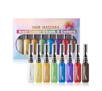 Ensemble de peignes à craie pour cheveux - Mascara temporaire lavable de 8 couleurs, coussinets doux, accessoires de mise en évidence des cheveux | Couleurs vives pour adultes, idéales pour les fêtes,