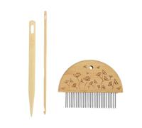 Ensemble de peignes à tisser en bois de bambou durable avec grand chas et crochet multi-usages pour la fabrication d'outils de bricolage (type 1)