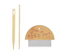 Ensemble de peignes à tisser en bois de bambou durable avec grand chas et crochet multi-usages pour la fabrication d'outils de bricolage (type 2)