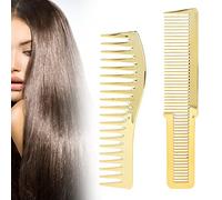 Ensemble de peignes, peigne de coupe à dents fines et larges pour salon de coiffure, façonnage professionnel et brosse de barbier, brosse à cheveux antistatique, pour homme et garçon (doré)