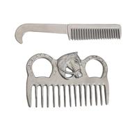 Ensemble de peignes portables en alliage d'aluminium antistatique, outils de toilettage pour cavaliers, propriétaires de chevaux, grange, remorque et événement, peigne de soins de crinière de voyage