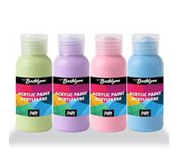 Ensemble de peinture acrylique mate Bastelzone - 4 couleurs, 100 ml chaque peinture à la craie pour enfants et adultes, peintures pour bois, toile, papier, tissu, pierre, métal, coulage 4 x 100 ml