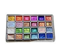 Ensemble De Peinture Aquarelle 24 Couleurs, Peintures Aquarelles Métalliques, Ensemble De Peinture Aquarelle Multicolore, Peinture Solide Aquarelle Pailletée, Kit Aquarelle De Peinture D’art Nacré