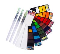 Ensemble de peinture aquarelle - 42 couleurs assorties avec 3 pinceaux - Kit de croquis aquarelle pliable parfait pour la peinture en ext rieur - Kit