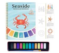 Ensemble de peinture aquarelle avec pinceau - Ensemble de peinture aquarellè 8 pouces | Kit d'art en papier aquarelle - 12 couleurs vives pour , filles, adultes, voyage en classe, exercices art