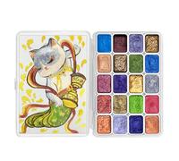 Ensemble de peinture aquarelle changeante forestière, 20 couleurs changeantes, ensemble de peintures aquarelles métalliques scintillantes, peinture aquarelle pailletée, solide, style DunHuang