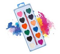 Ensemble de peinture aquarelle en forme de cœur - Fournitures de peinture lavable pour - Kit de pigments de peinture aquarelle pour - Palette de couleurs vives - Pinceau inclus
