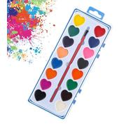 Ensemble de peinture aquarelle en forme de cœur - Kit de peinture lavable - Kit de dessin éducatif | pour filles débutantes, école à domicile art, Saint-Valentin, fête d'anniversaire