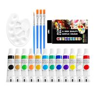 Ensemble de peinture aquarelle, ensemble de peinture acrylique, kit de palette de peinture aquarelle portable 12 couleurs,tubes de peintures aquarelles avec pinceau,peintures artisanales à l'aquarelle