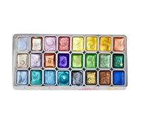 Ensemble de Peinture Aquarelle, Ensemble de peinture pigmentée aquarelle solide, 24 Colors Set Aquarelle Métallique, Portable Nacré Irisé Solide Aquarelle Pigment Paint Set pour Peinture Dessin
