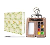 Ensemble de peinture aquarelle - Kit d'aquarelle compact et portable, fournitures d'art de voyage | Ensemble de couleurs de poche avec palette, pinceaux, carnet de croquis, clip en métal, kit de