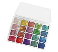 Ensemble de peinture aquarelle - Kit de 20 couleurs à paillettes, palette de poche de voyage portable, fournitures d'art scintillantes, boîte à dessin à main | pour , adultes, étudiants