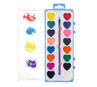 Ensemble de peinture aquarelle lavable pour dans la palette de cœur | Charmante palette de peinture en forme de cœur comprenant un pinceau et des pots de pigments riches pour inspirer les jeunes