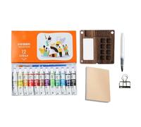 Ensemble de peinture aquarelle - Mini kit de palette de voyage, stylo et pack d'art portables, mise en page créative pratique, couleur facile à transporter | Kit de peinture pour artistes, carnets de