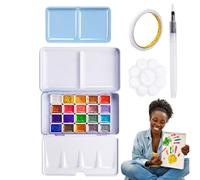 Ensemble de peinture aquarelle - Palette portable de 20 couleurs, fournitures artistiques adaptées aux débutants, kit de pigments vibrants, boîte aquarelle de voyage compacte avec plateau de mélange |