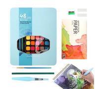 Ensemble de peinture aquarelle pour adolescents 48 couleurs pastel | Palette de croquis portable, kit de peinture de voyage, fournitures d'artisanat pour la fabrication de cartes, illustration