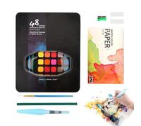 Ensemble de peinture aquarelle pour adolescents 48 couleurs solides | Fournitures de peinture, kit de croquis de voyage pour la fabrication de cartes, illustrations