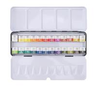 Ensemble de peinture aquarelle professionnelle, kit d'aquarelle solide pour étudiants artistes, boîte en fer portable avec plateau amovible, pigments de haute pureté pour des (24 couleurs)