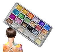 Ensemble de peinture aquarelle scintillante - Kit de peinture aquarelle nacrée | Kit de peinture avec papiers aquarelle et pinceaux, couleurs classiques de qualité artiste demi-palette (12,4 x 6,4 x