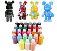 Ensemble de peinture fluide ours violent 22/23/27CM, modèle de bricolage pour enfants, poupée en émail, peinture acrylique colorée, ornements décoratifs de bureau D07-27cm