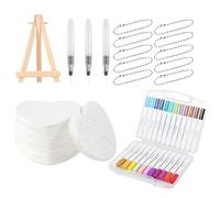 Ensemble de peinture gonflée 3D - Fournitures d'art sur tissu et toile, papier mousse rond et en forme de cœur, 12 marqueurs de couleur, stylos plume, chaînes de perles, petit chevalet pour ad