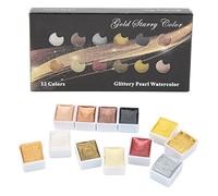 Ensemble de Peinture Gouache 12 Couleurs Système de Couleurs Métalliques Highlight Gradation Aquarelle Set pour Art Peinture Manucure Art Supplies Painting Tools