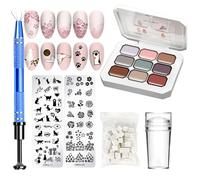 Ensemble De Peinture - Manucure De Gradient De Gel Solide | Kit D'application À La Maison D'art Ongles | Comprend Des Métalliques Et Des Éponges | Outils D'ongles Faciles À Utiliser | Gel Co