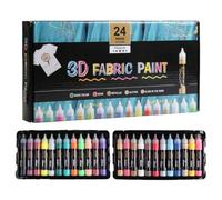 Ensemble de Peinture Textile, Peintures pour Tissu Durables, 30ml Outils Artisanat Imperméable 24 Couleurs Peinture pour Toile Bois Chapeau Décoration Vêtements